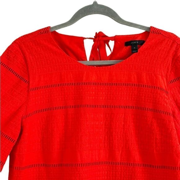 J Crew Red Eyelet Mini Flutter Sleeve Shift Dress | Size 4 - Picture 7 of 8